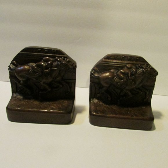 Other - set horse race bookends 2002 OCC #502 racing horse with jockey equestrain decor